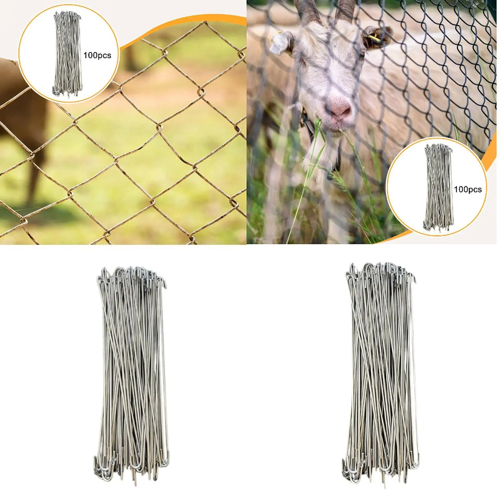 

100Pcs Chain Link Fence Ties Securing Hook Ties for Farm Dog Fence Slats