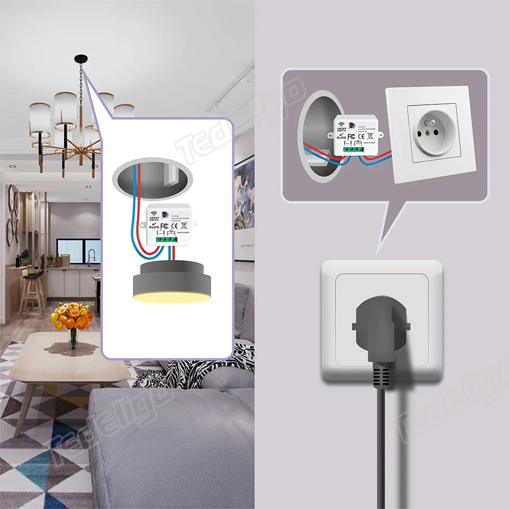 RF 433MHz Wireless Light Switch 220V 110V 10A Relay Controlle Mini Round Button Wall Panel Switch Remote Control For LED Lamp