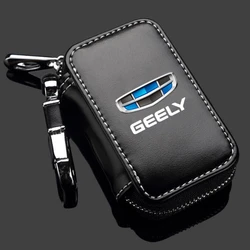 Leather Car Key Protection Shell Bag Carbon Filber Car Key Case For geely coolray atlas Emgrand X7 EC7 Boyue CK2 GC6 Parts LC