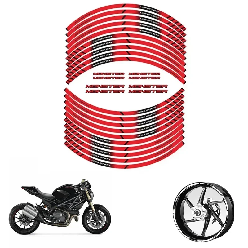 For DUCATI MONSTER 600 620 696 750 900 937 1100 Moto Parts Contour Wheel Decoration Decal Sticker - C