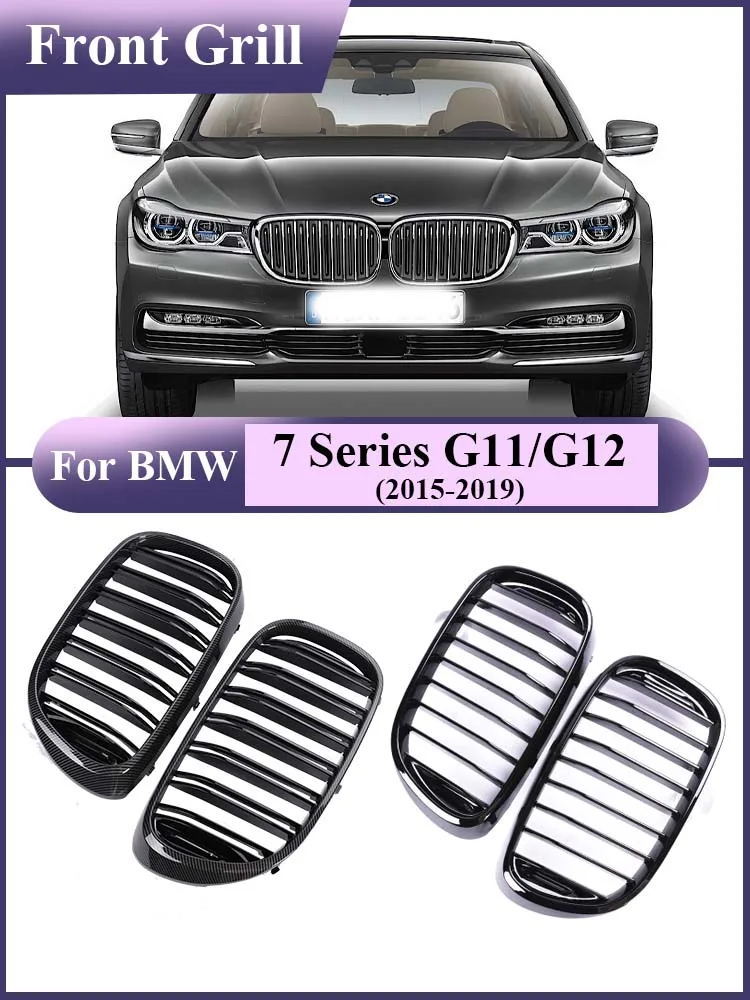 

Grill for BMW 7 Series G11 G12 2015-2019 Black Gloss Front Bumper Carbon Fiber Kidney Refting Racing Radiator Facelift Grills