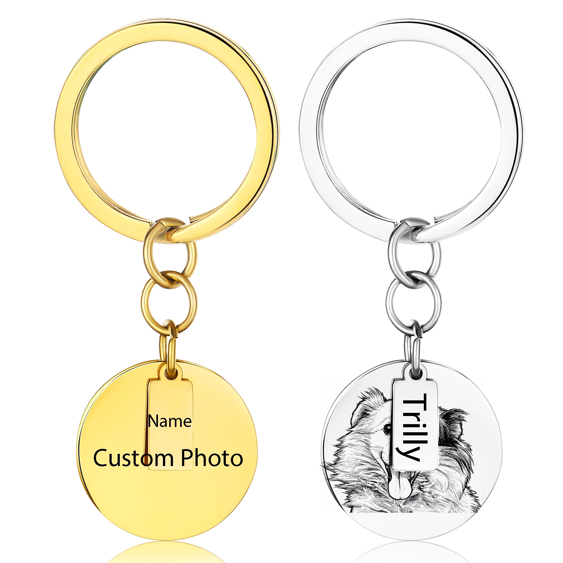 

Персонализированный выгравированный именной бирки из нержавеющей стали, брелок с фотографией на заказ, мемориальный подарок для семьи, любителей собак и кошек