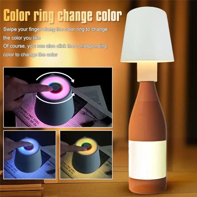 安定したボトルランプ-充電式-led-バーランプ-取り外し可能なダイニングキノコナイトライト-テーブル-デスク-レストラン-家の装飾用、ホワイト