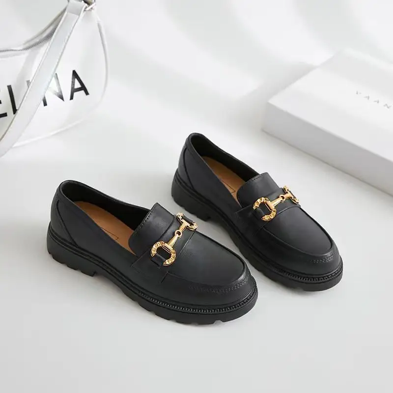 Shoes for Woman 2024 Low Heel Elegant Women\'s Summer Footwear Platform Black Loafers Comfortable Fashion Shoe Stylish Slip on A