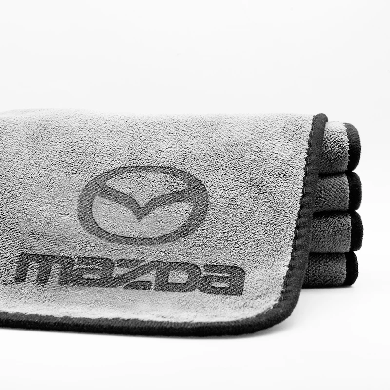 For Mazda 3 CX3 CX4 CX5 CX7 CX8 CX9 CX30 RX7 Axela Microfiber Car Wash Cotton Towel Emblem Cleaning Rag Drying Cloth Accessories