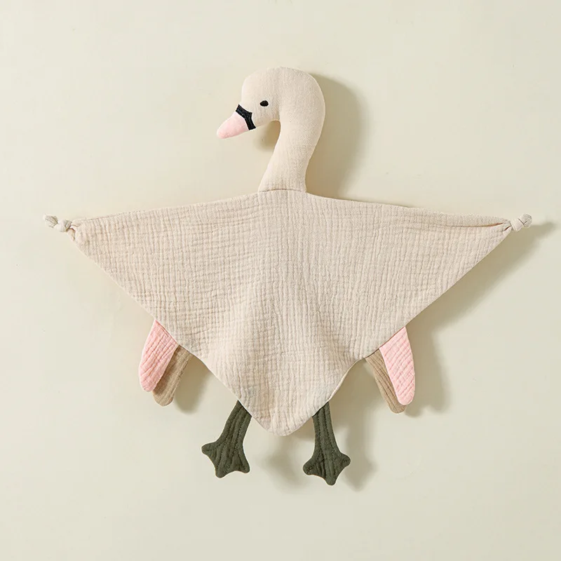 Newborn Baby Cotton Gauze Security Blanket Knotted Soft Breathable Skin-Friendly Cute Animal Comfort Toy