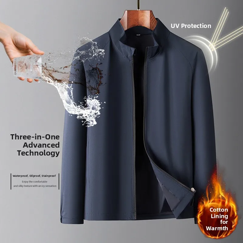 

Men's Luxury Lightweight Stand Collar Jaet Thiened Sl Busin Casual Top Mid-Young Adult High-End Outerwear