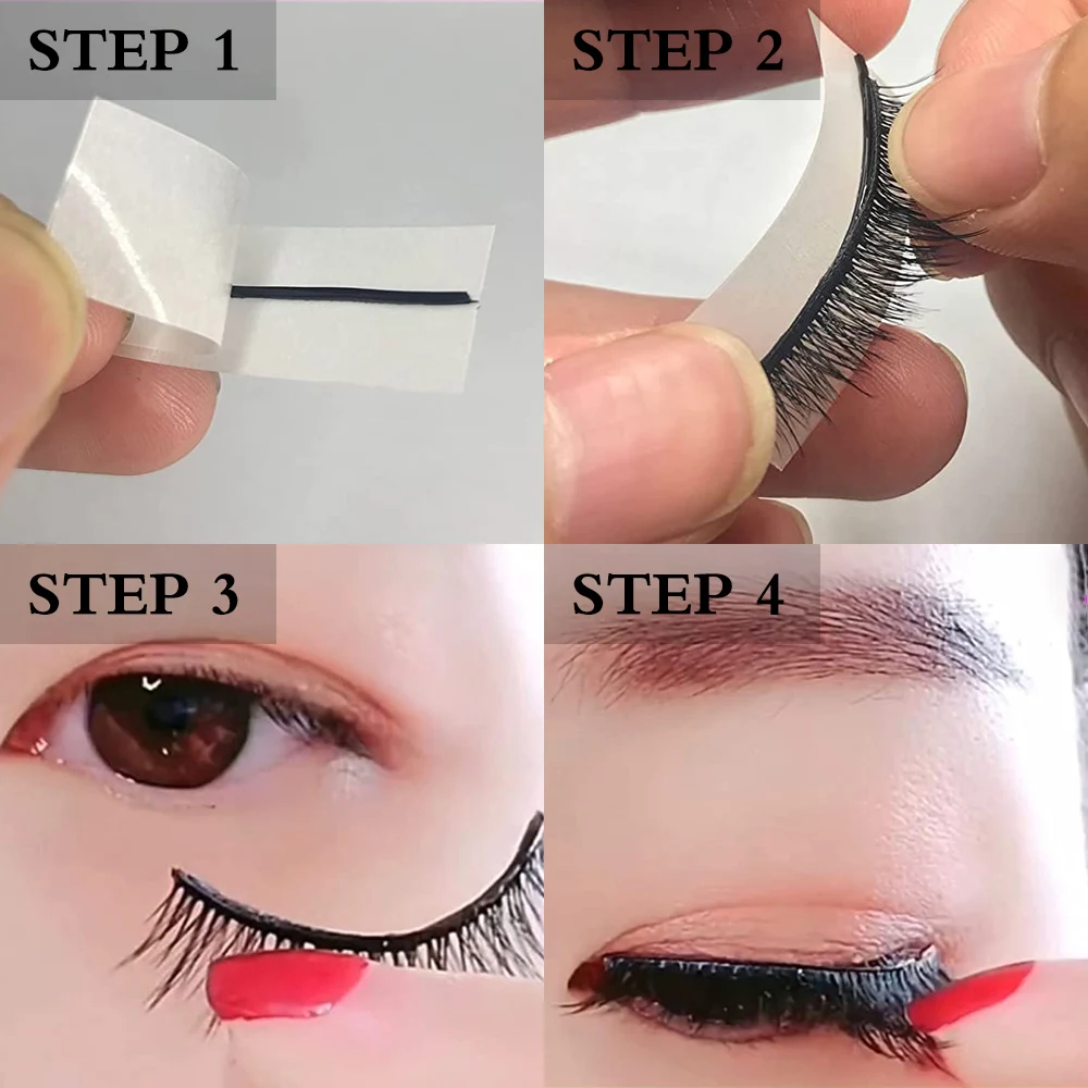 10/20/38Pcs/Box Reusable Self-Adhesive False Eyelashes Glue Strip Eyelash Glue-Free Lash Adhesive Tape Professional Makeup Tools