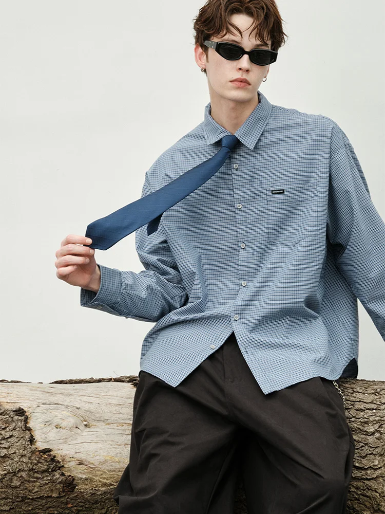 Matcha Story Casual Long Sleeve Shirt Unisex Spring Autumn New Style Trendy Plaid Pattern Breathable Comfortable Polyester Co...