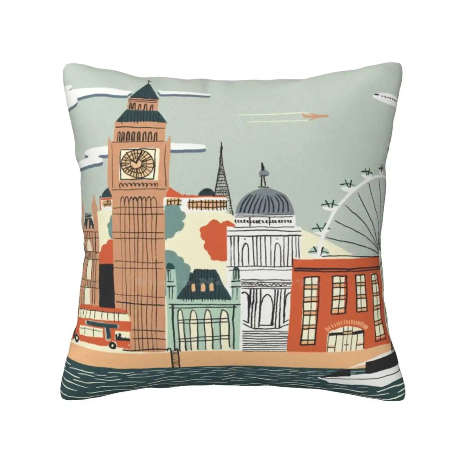 London Soft Comfortable Pillowcase Big Ben London Eye St Pauls Alexandra Cityscape England Uk Thames Clipper