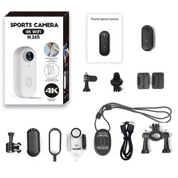 4K Thumb Action Camera, HD Sports Camera, Digital Image Stabilization, Automatic Exposure,