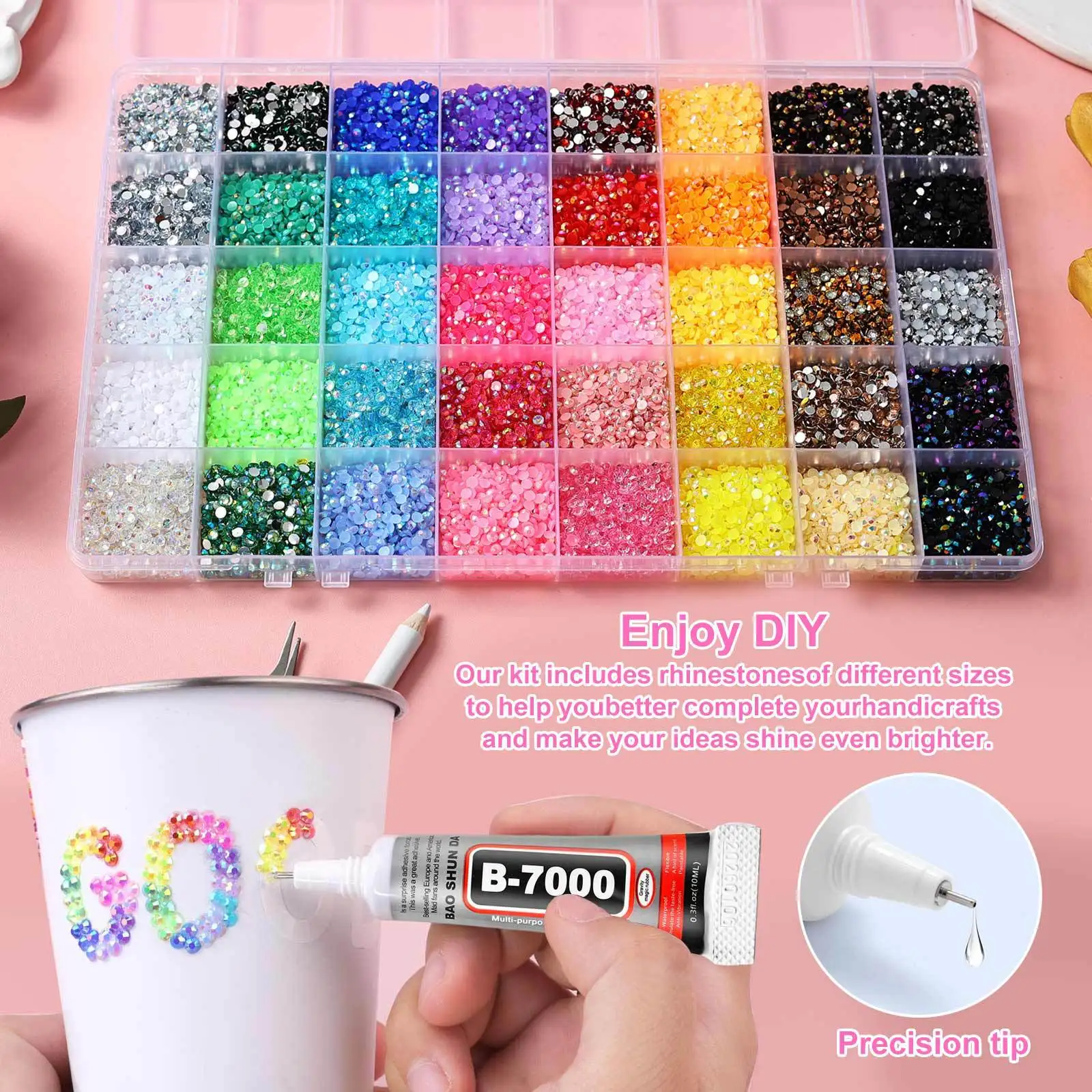 40 Colors 3mm Resin Rhinestones Flat Back Gems for Crafts Bedazzler Kit Nail Art Face Makeup Roller DIY Jewelry Making Supplies