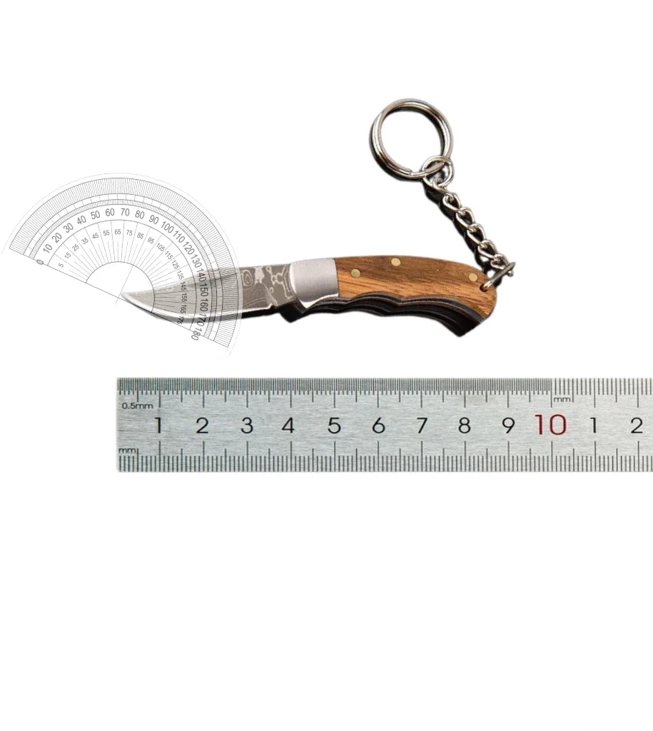 Mini folding key chain knife, Damascus pattern stainless steel mini knife, open box knife artifact, Pocket Your Key chain knife