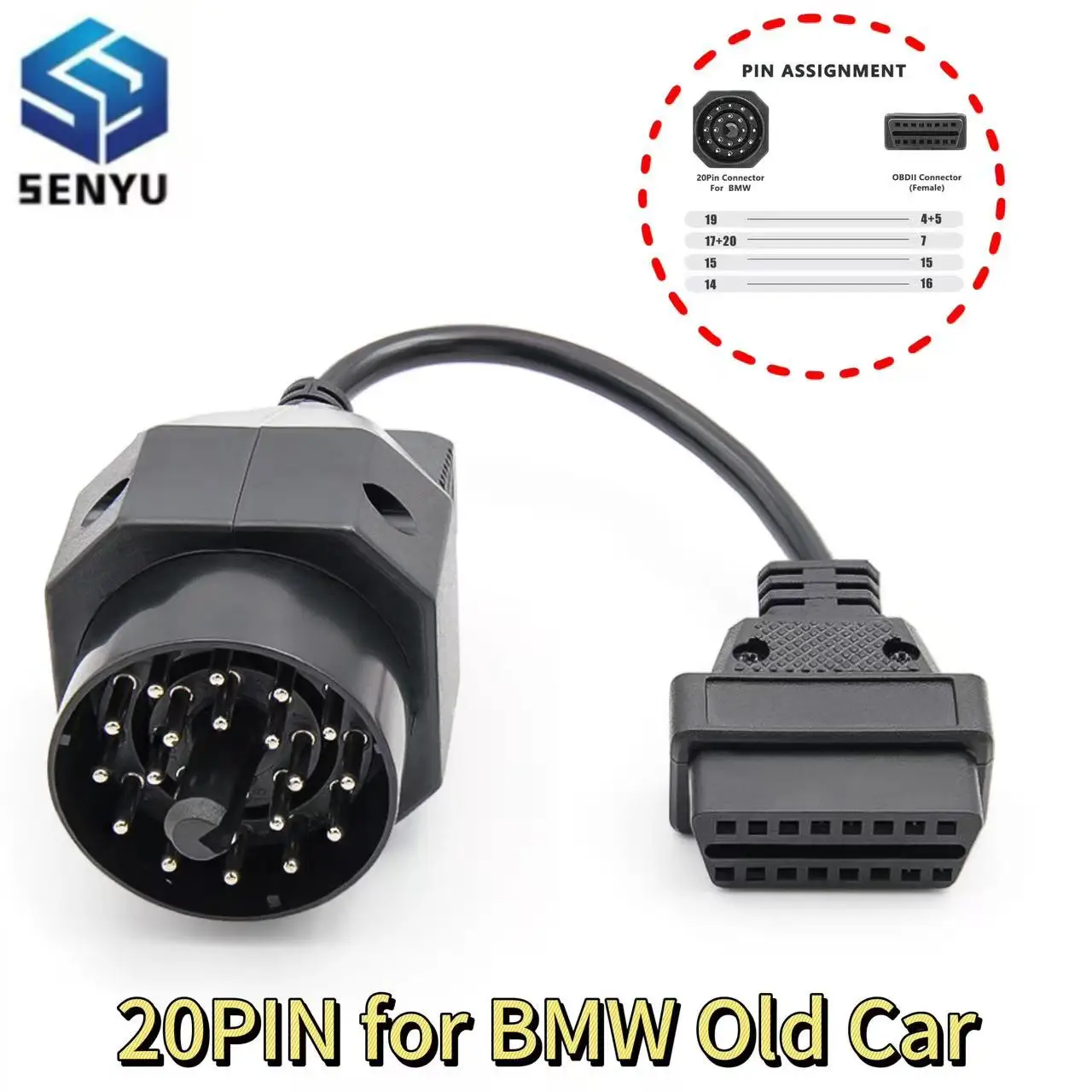 OBD zu OBD2 Adapter für BMW 20pin zu OBD2 16PIN Buchse Auto Diagnose Scanner e36 e39 X5 Z3 für BMW Alle 20 pin OBD 2