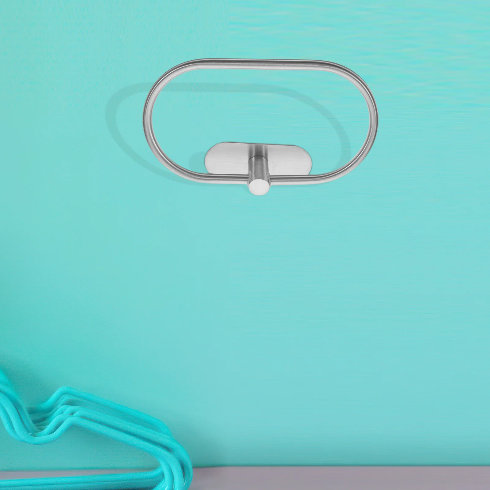 

1Set Bathroom Towel Storage Rack Nail-Free Stainless Steel Punch-Free Hanging Pole Hand Towel Ring Wall Mounted Organizer Holder