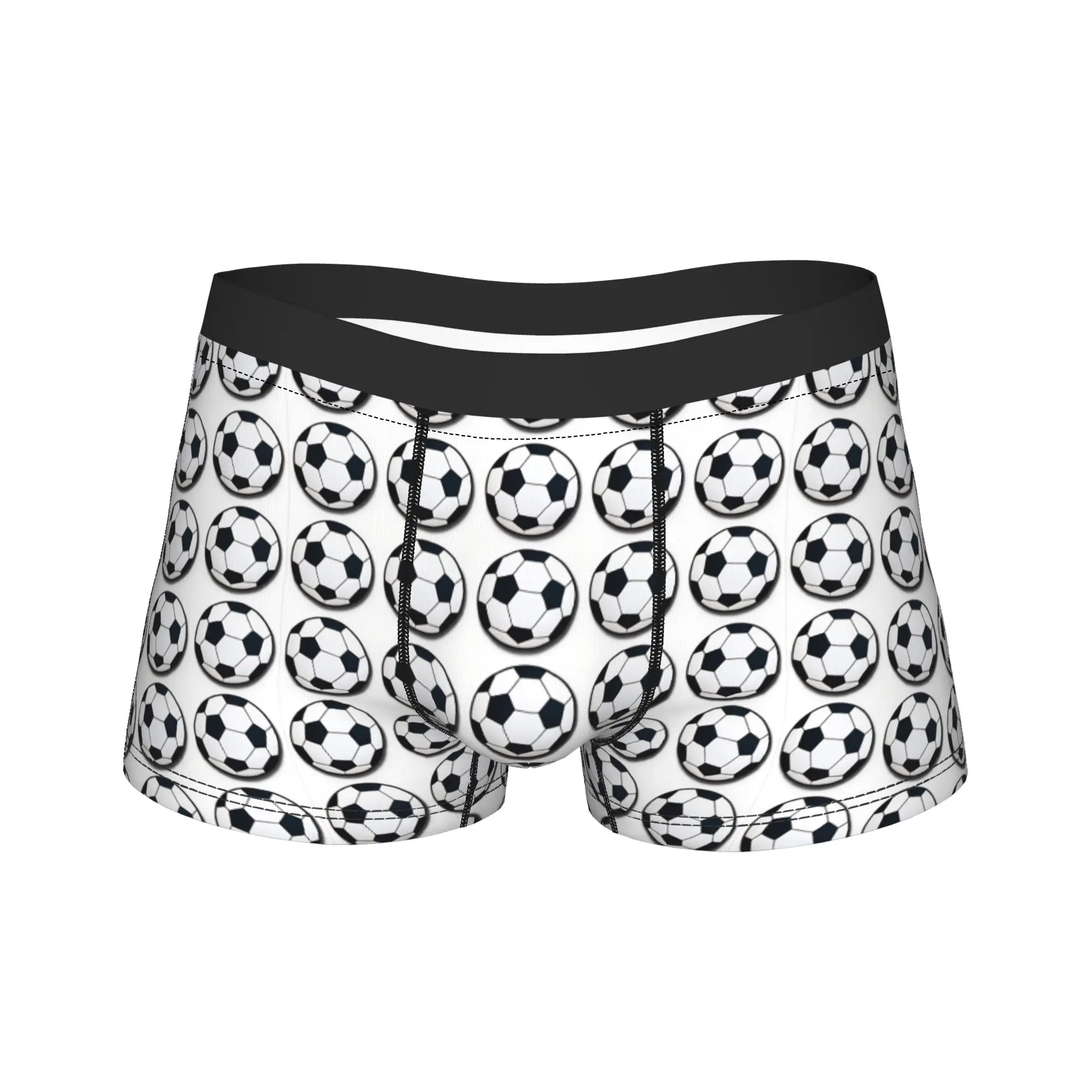 Soccer Ball Grid Pattern Boxer Brief  Underwear Hot Sale Male Sexy Soft Trunk Print Large Size Panties