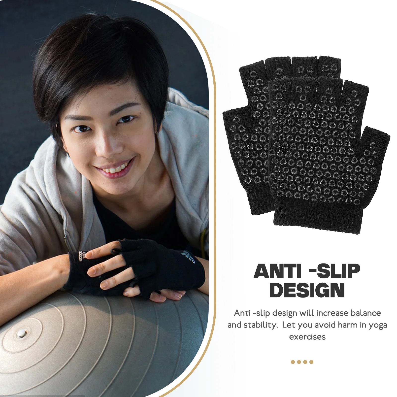 

1 Yoga Gloves Women Fingerless Anti-Slip Fitness Gloves Palm Protective Breathable Workout Hand Protector For Gym