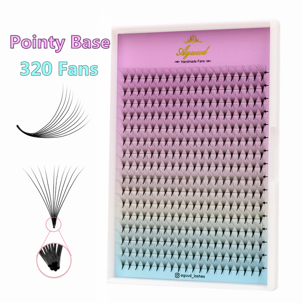 

AGUUD 320Fans Premade Fans Eyelash Extension 3D 5D 6D 8D 10D Pointy Base Premade Russian Volume Eyelashes Fans XL Trays Capacity