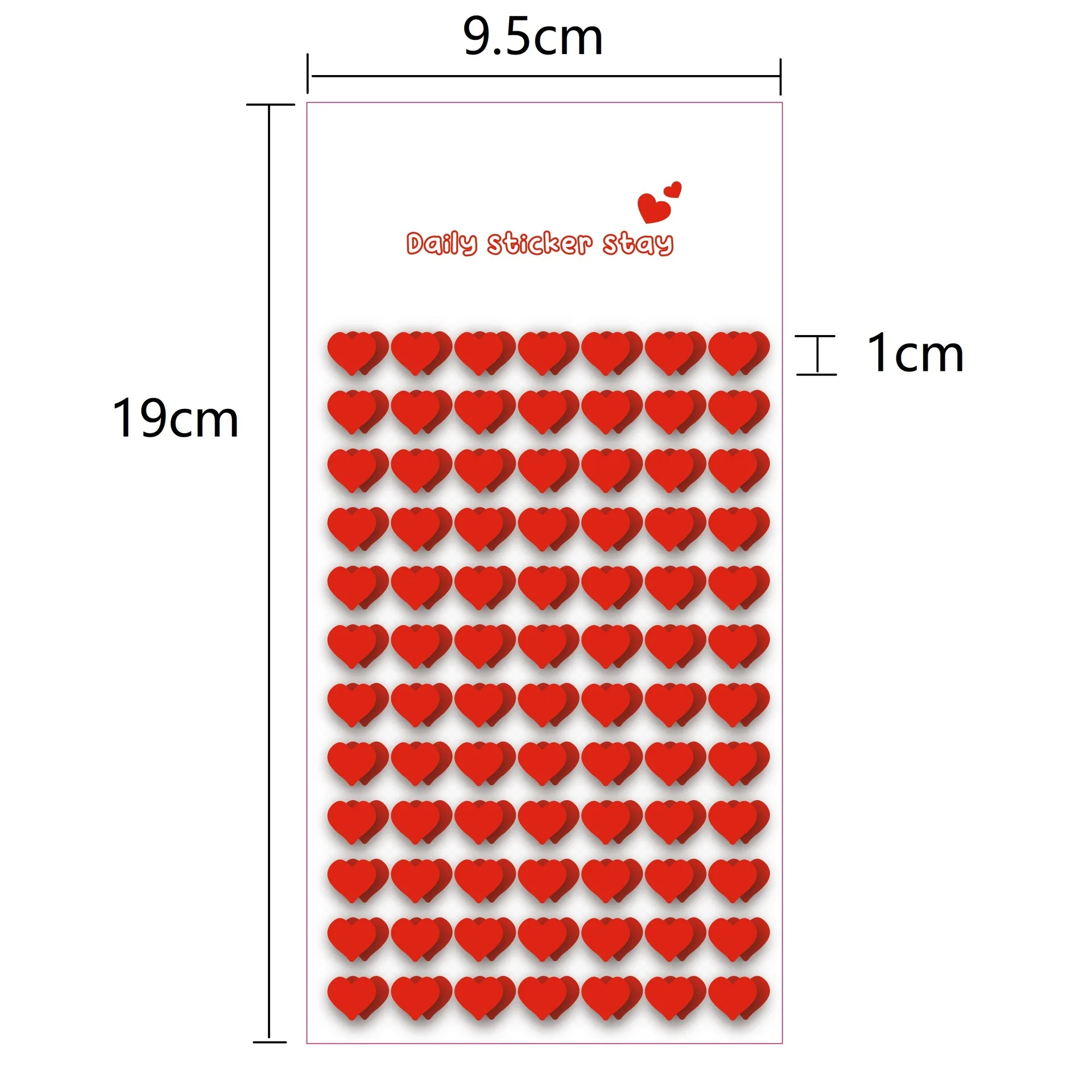 Korean Import Original BONITO 2 in 1 Nonwoven Red Hearts Stickers Scrapbooking Diy Journal Diary Stationery Sticker Decor Gift