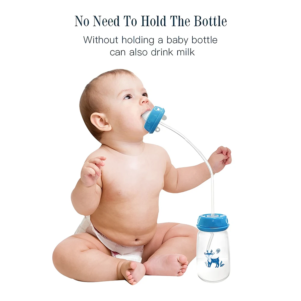 Erduo Plastic Baby Breast Feeding Milk Bottles Drinking Bottle Children with Straw for Water Babies Newborn Set Hands Free