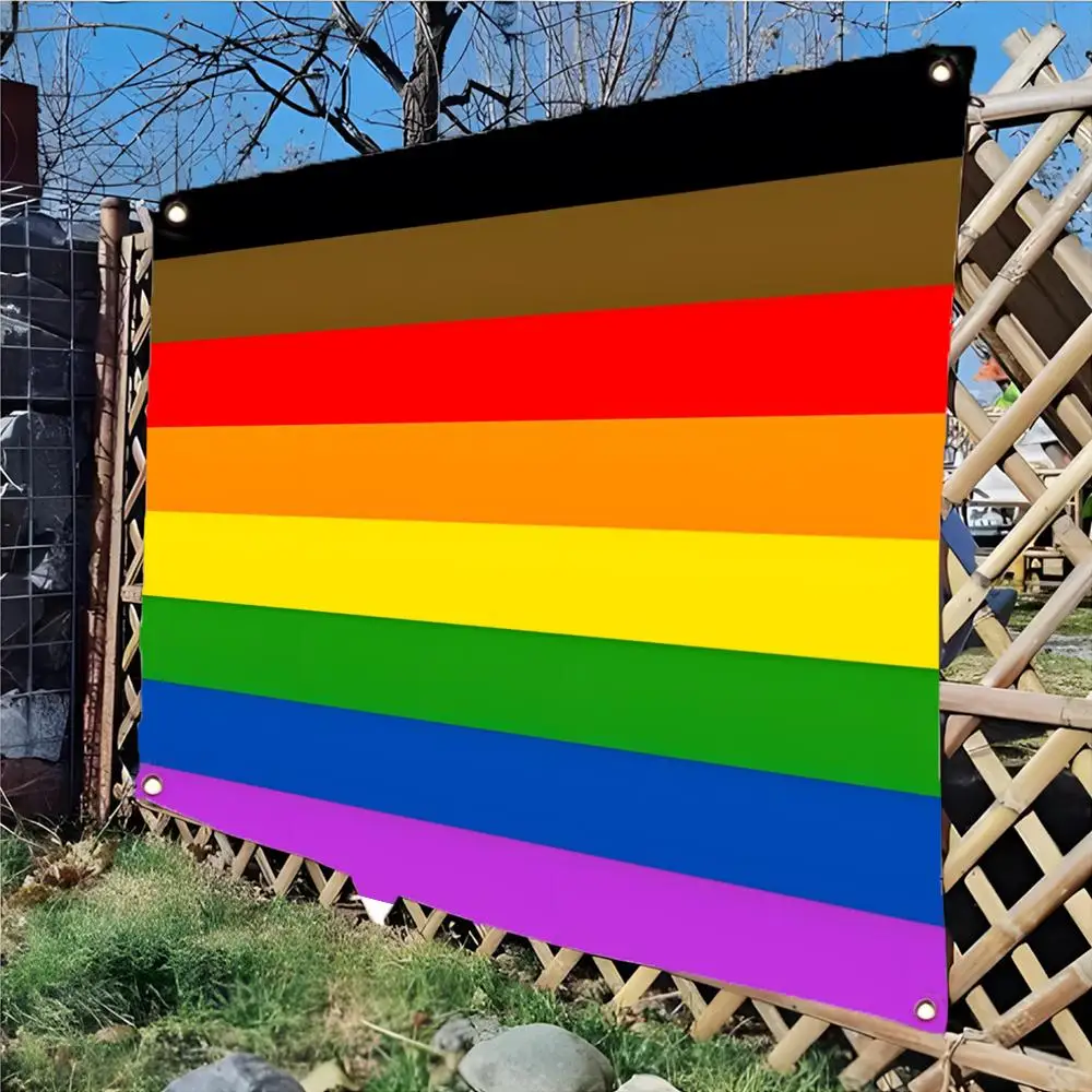 Philadelphia Pride Flags Edgeless four-ring hanging decor indoor outdoor compatible easy for hanging display