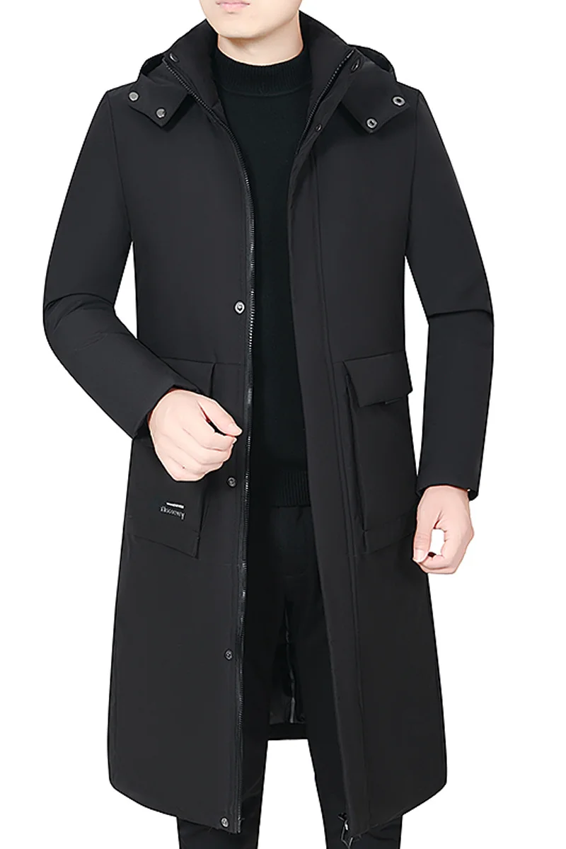 FCY-Veste d'Hiver Chaude en Coton Rembourré pour Homme, Manteau de Grande Taille, Longueur aux Genoux