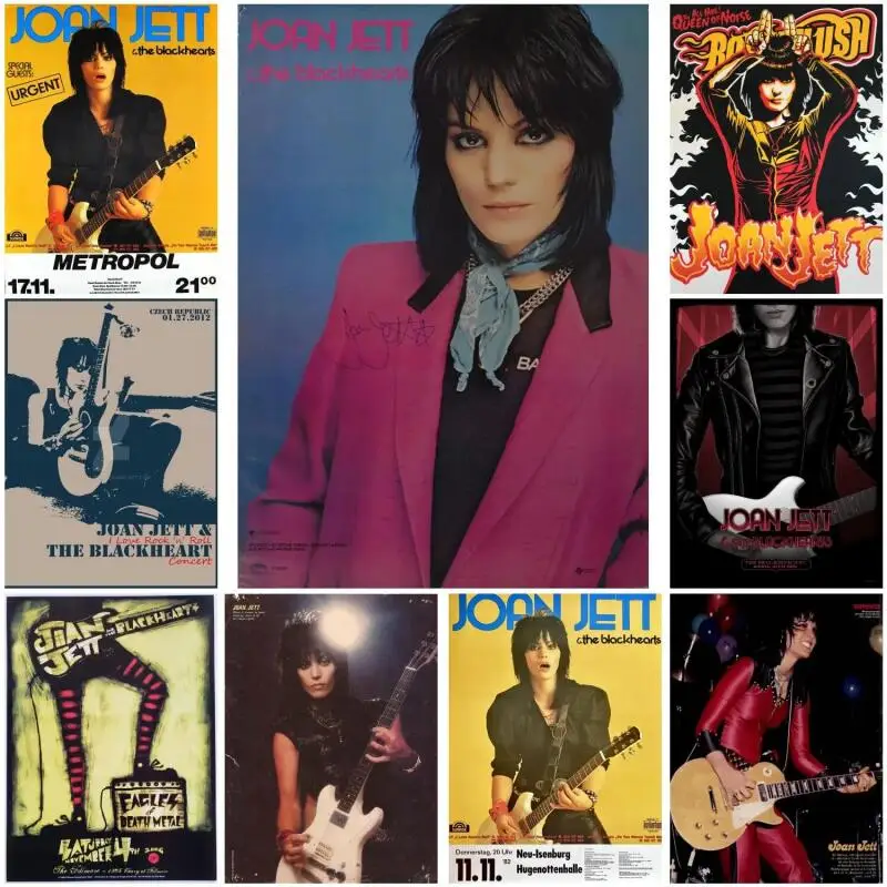 Póster decorativo de lona de Joan Jett, obra de arte de pared de regalo para sala de estar, dormitorio, perfecto para amantes de la música y fanáticos