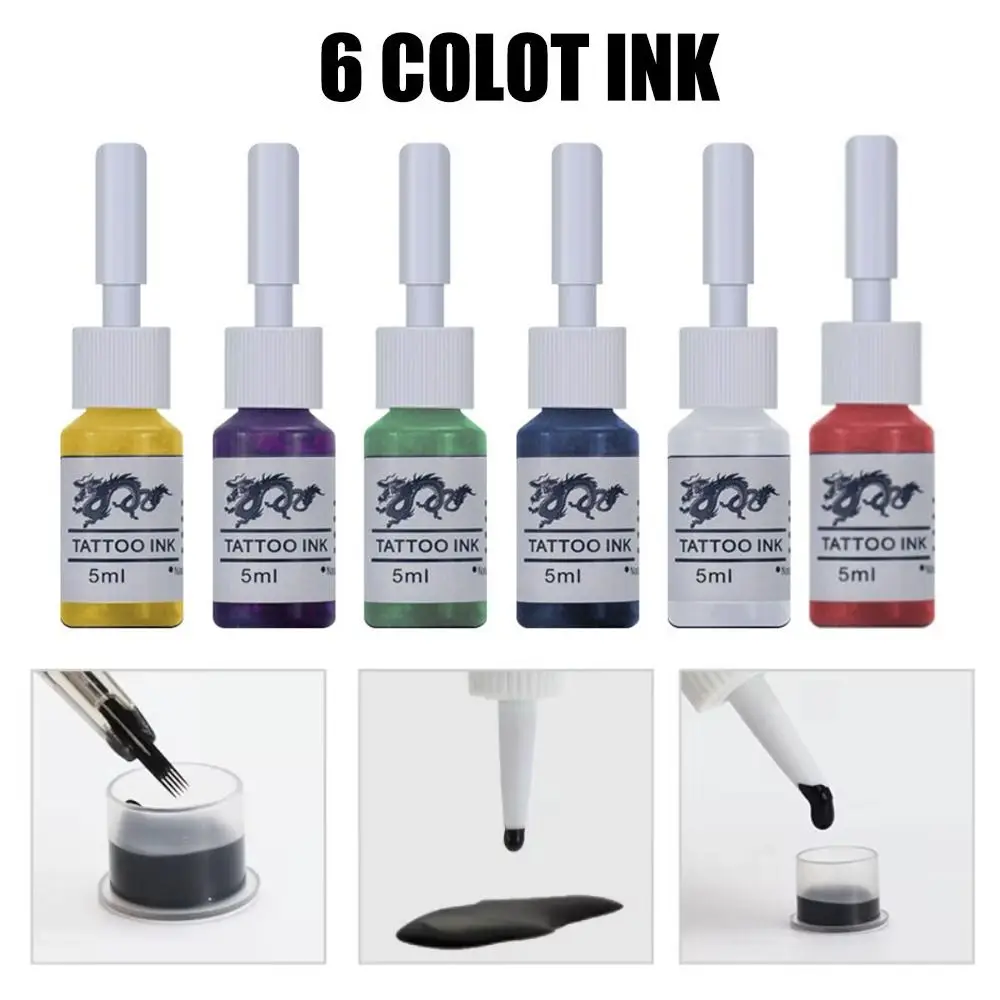 

Gifts 6 Color Professional Tattoo Ink Tattoo Practice Ink 5ml Body Art Makeup Tattoo Pigment Multi-function Beauty Paints