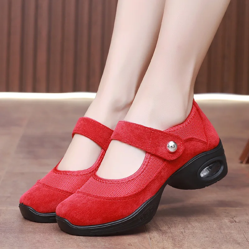 

Женская танцевальная обувь: удобные прогулочные туфли с мягкой подошвой и толстой подошвой для рабочих мам.