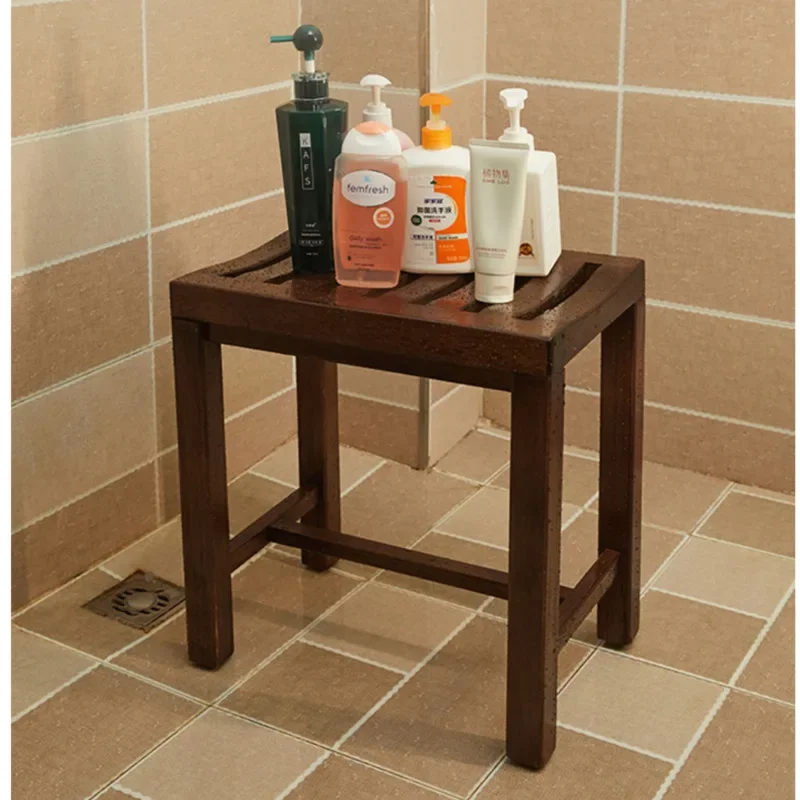 Solid Wood Anti Slip Bathroom Stool Multifunctional Shower Chair Elderly Pregnant Women Bath Seat Stable Sturdy Home Furniture