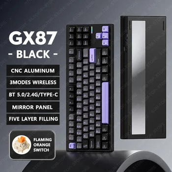 알루미늄 무선 기계식 키보드, 블루투스 87 키, 2.4G 유선 게임용 키보드, 핫스왑, RBG 게이머 비접촉 키보드, GX87