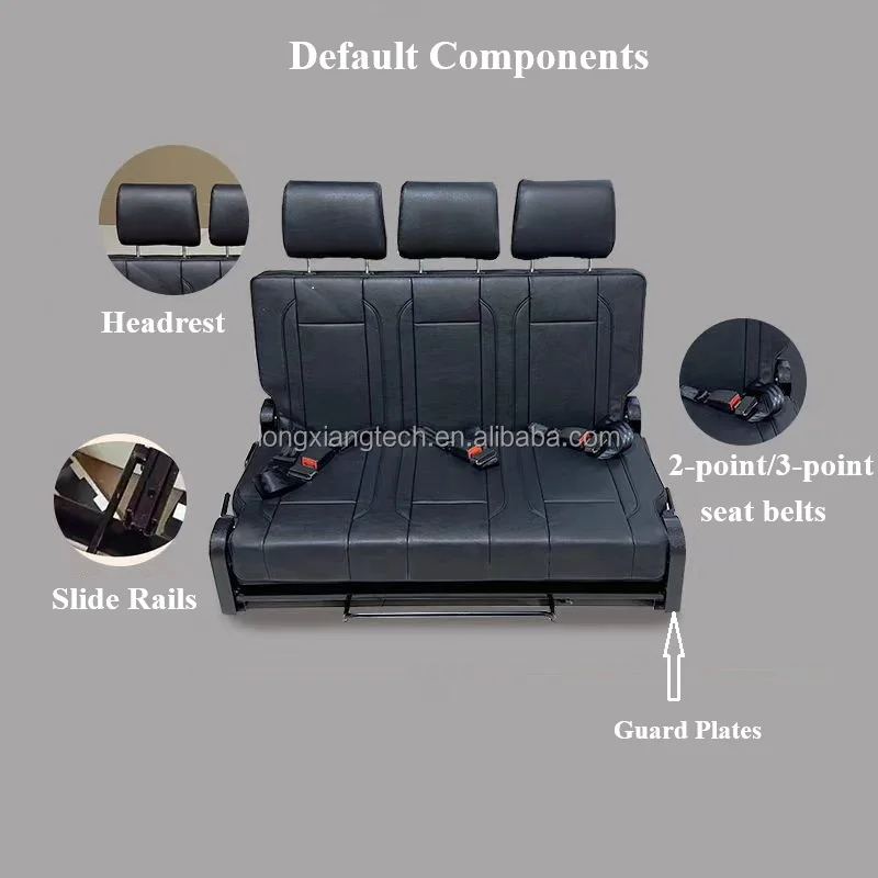 Customized Leather Optional Width Color Waterproof Manual Adjustable Folding Seat Bed Campervan Van RV 3 Persons view 6