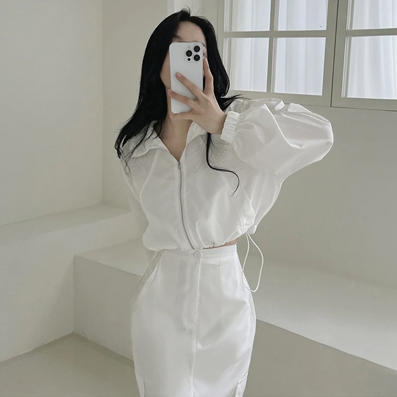 Spring Sexy Dress 2 Peices Set Women Jacket Suits Korean Fashion Y2k Outfits Slim Long Sleeve Coat and Skinny Long Skirts Sets