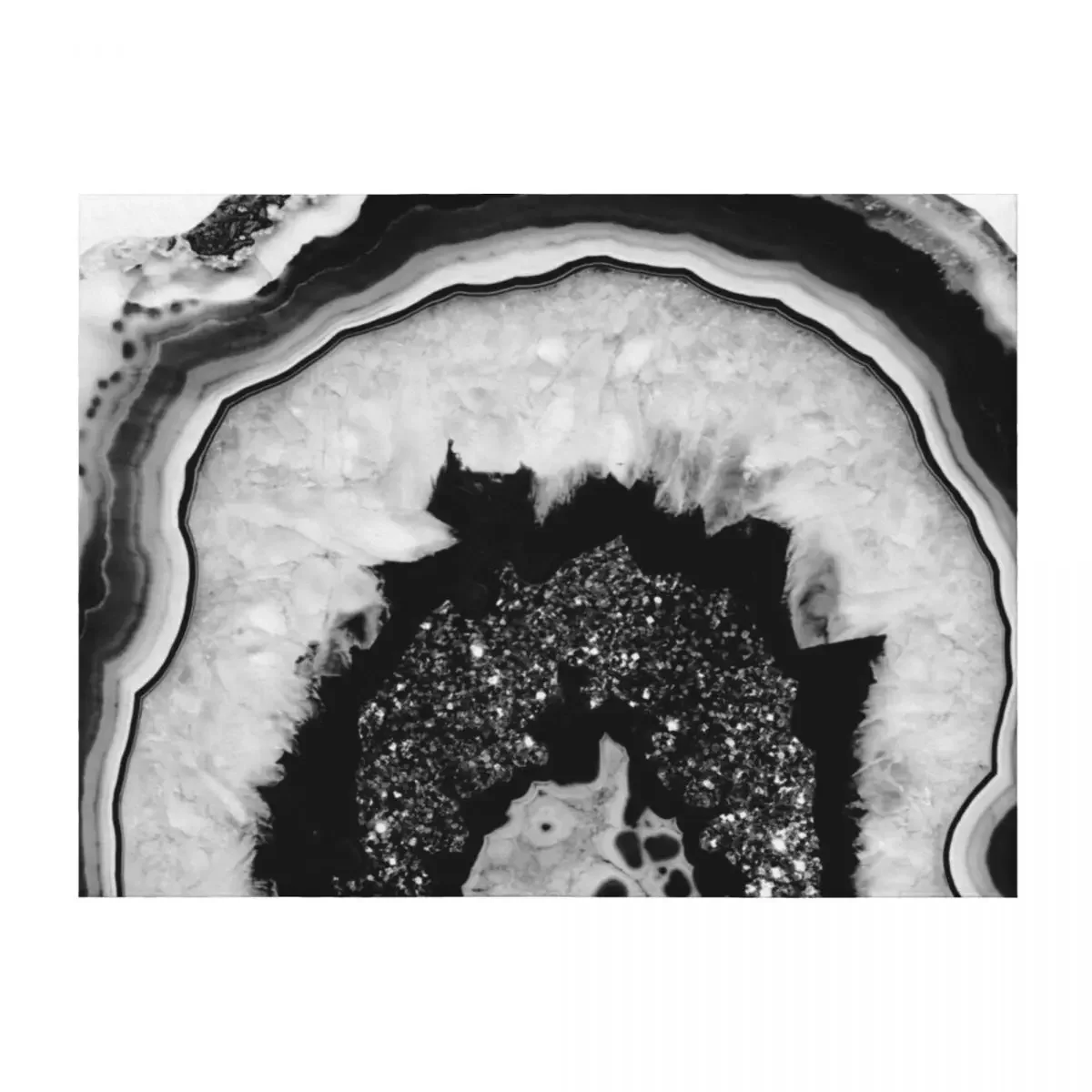 

Gray Black White Agate with Black Silver Glitter #2 (Faux Glitter) #gem #decor #art Throw Blanket Camping Fashion Sofas Blankets