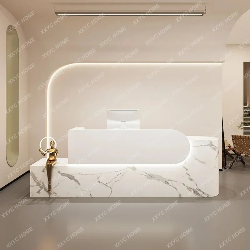 A  Beauty Salon Solid Wood Paint Checkout Page Clothing Store Fashion Reception Front Desk
