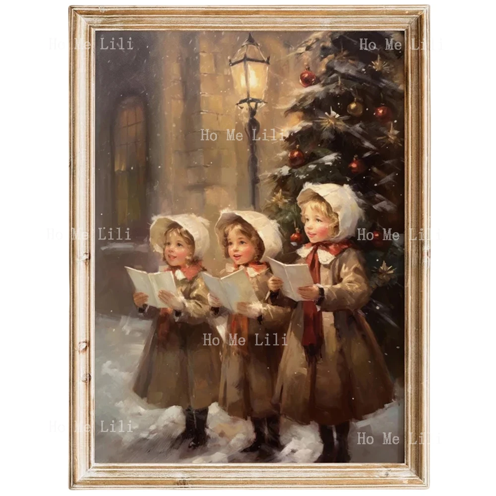 Christmas Carolers Vintage Wall Art Holiday Decor Winter Print