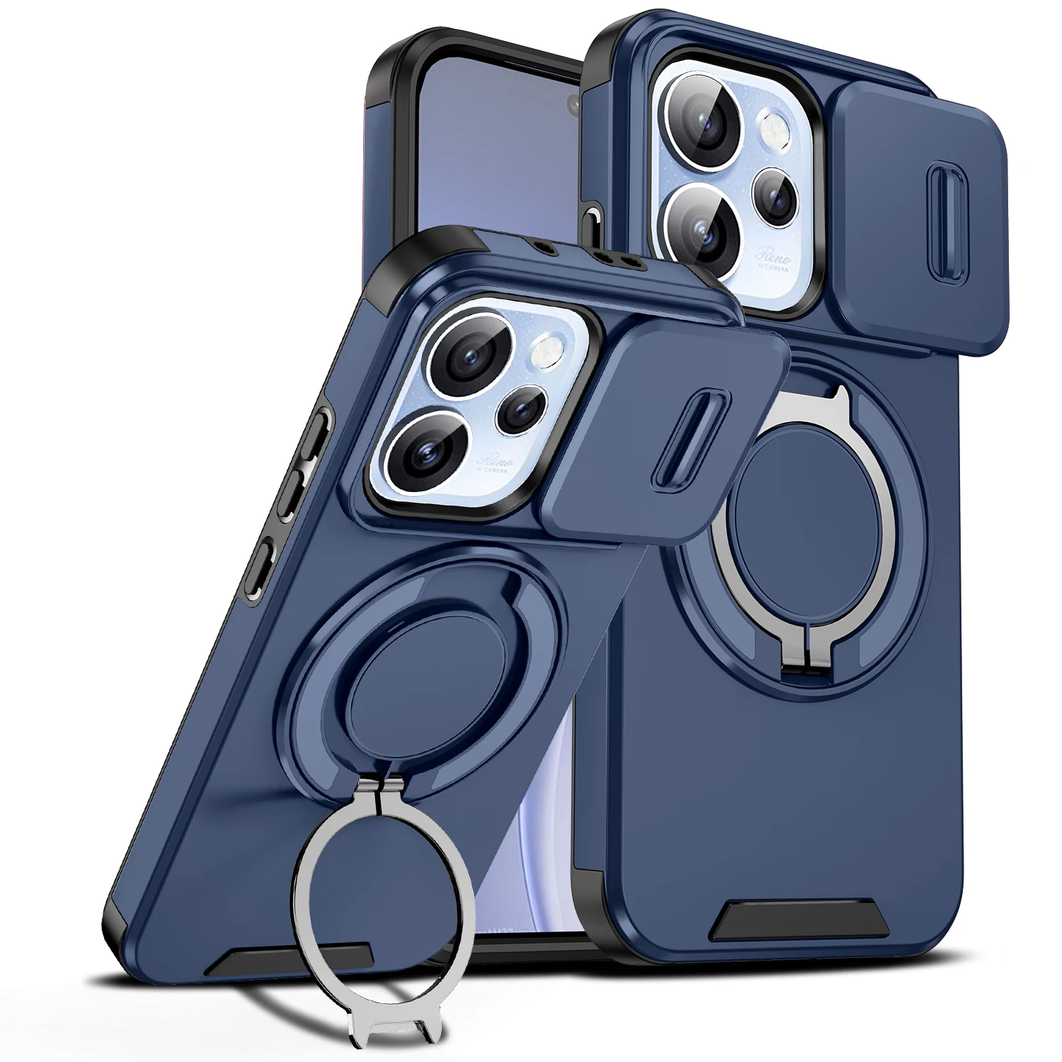 For OPPO Reno15 Pro Max 5G Case OPPO Reno15Pro Max Phone Case Duty Rugged Armor Magnetic Bracket Slide Camera Protection Cover
