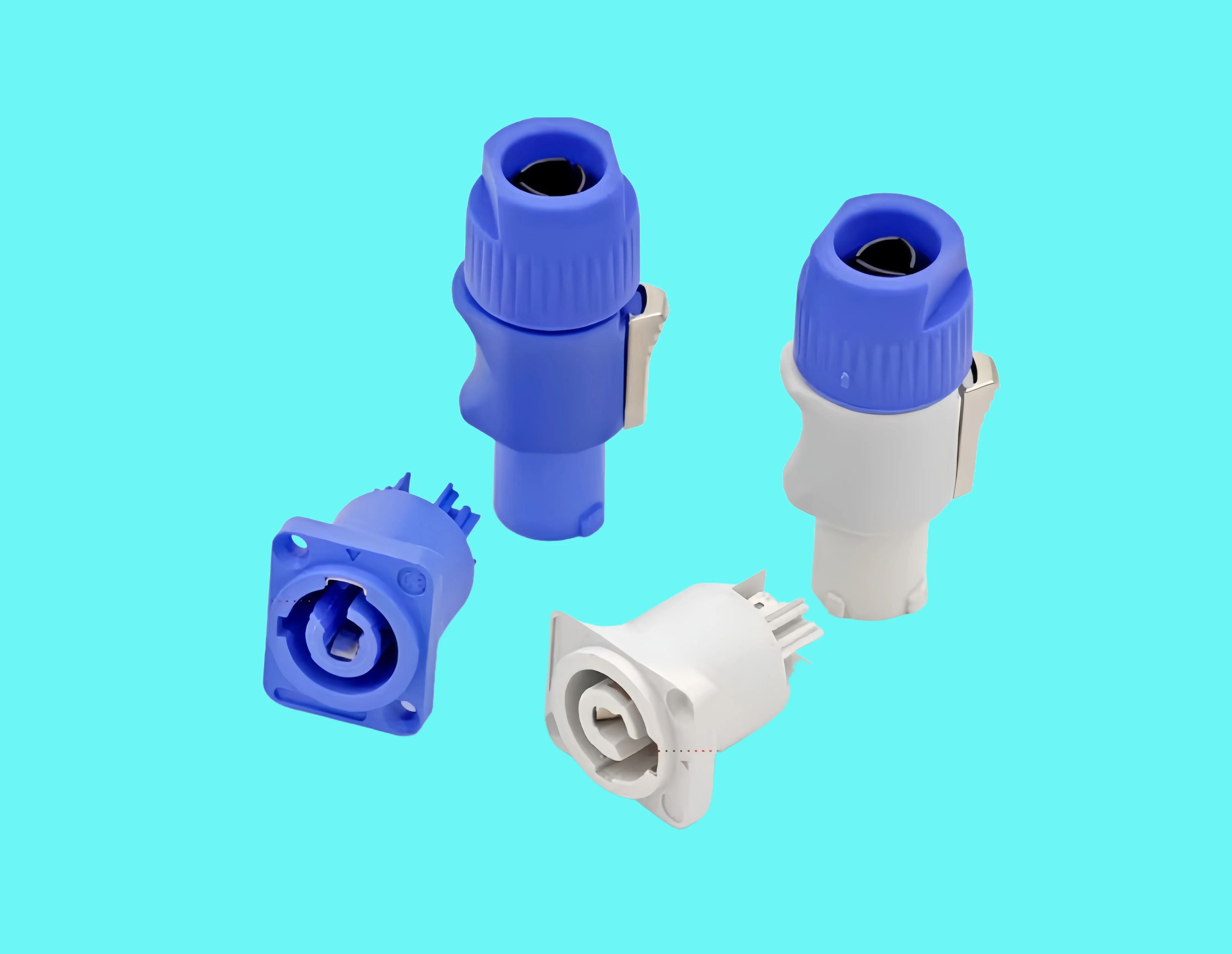 

2pcs Powercon nac3fca+nac3mpa-1 Chassis Plug Panel Connector 3pins 250v Ac Power Male Plug + Female Socket Led Speakon Connector