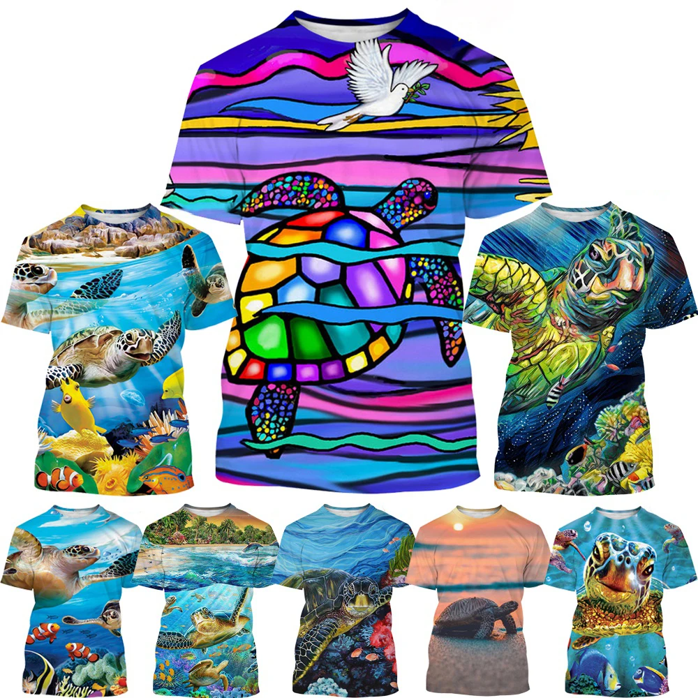 New Summer Fashion Cute Sea Turtle 3D Print Men/Women T-shirt Casual Funny Tortoises Graphic Tee