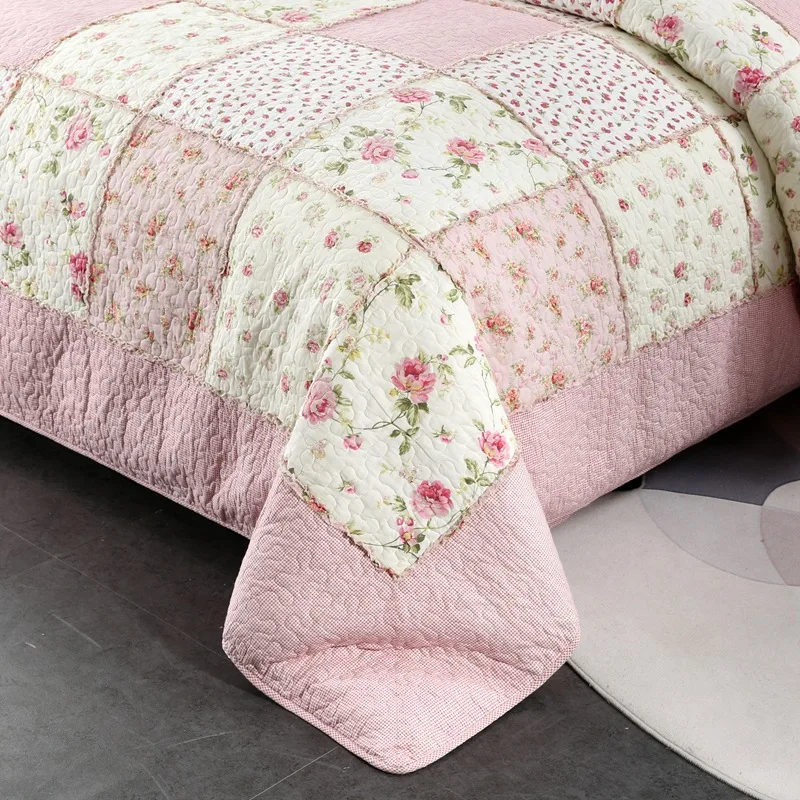 Quilted bed cover three-piece set of pieces, padded cotton, washed quilt four-piece set of foreign trade bedding, real fungus