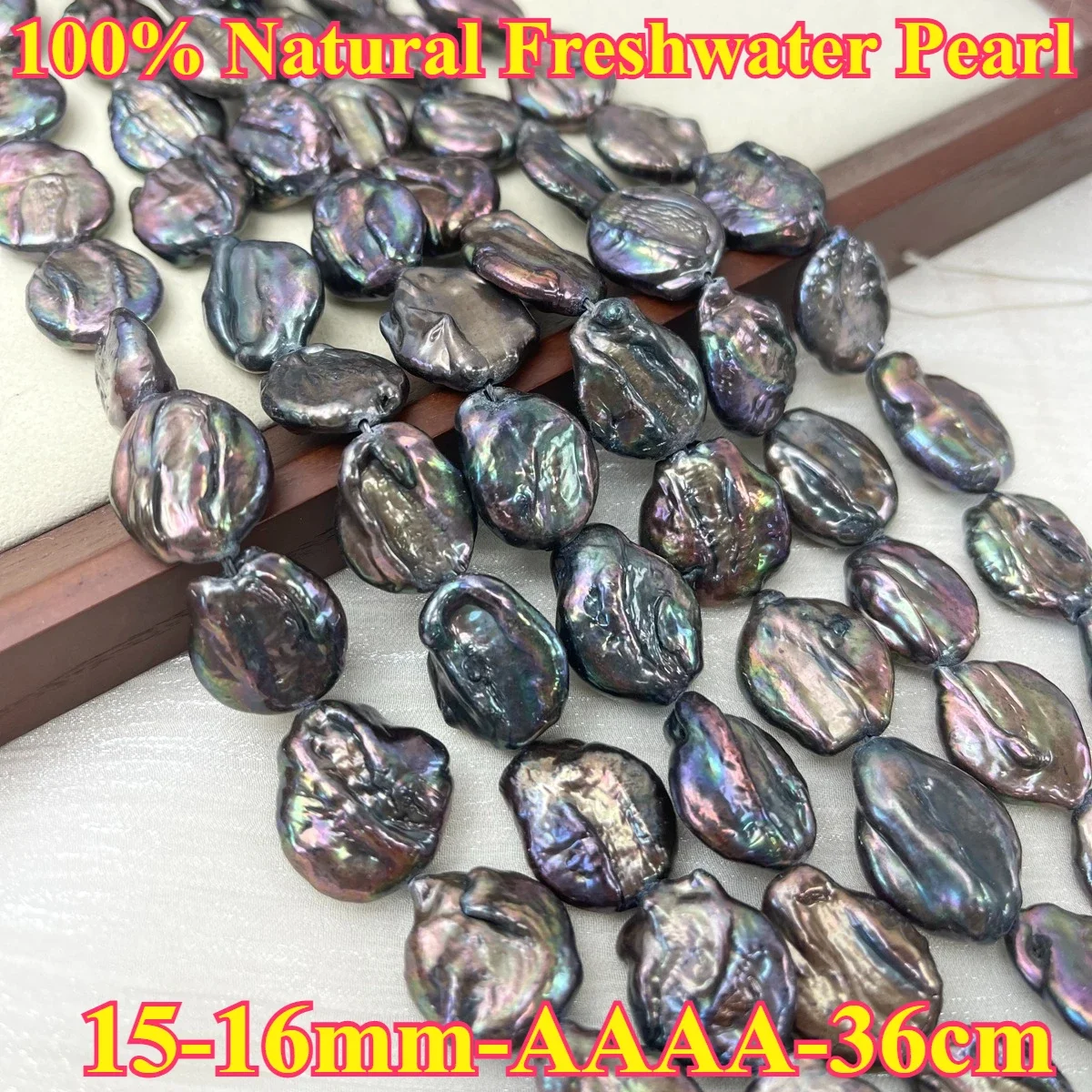 

15-16mm 4A Natural Freshwater Black Baroque Vibrant Bead Jewelry Make DIY Necklace Bracelet Women Gift Wedding Factory Wholesale