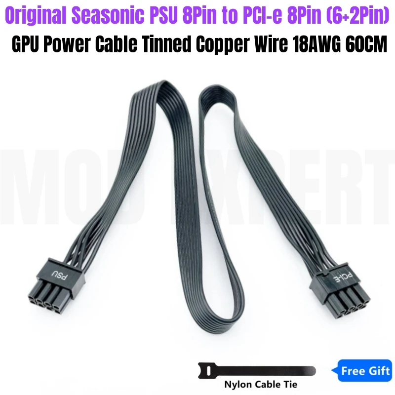 

Original 8Pin to PCIe 8Pin 6+2Pin GPU Power Cable for SEASONIC FOCUS Gold SGX-750, SGX-650, SGX-550, SGX-500 Modular PSU 60CM