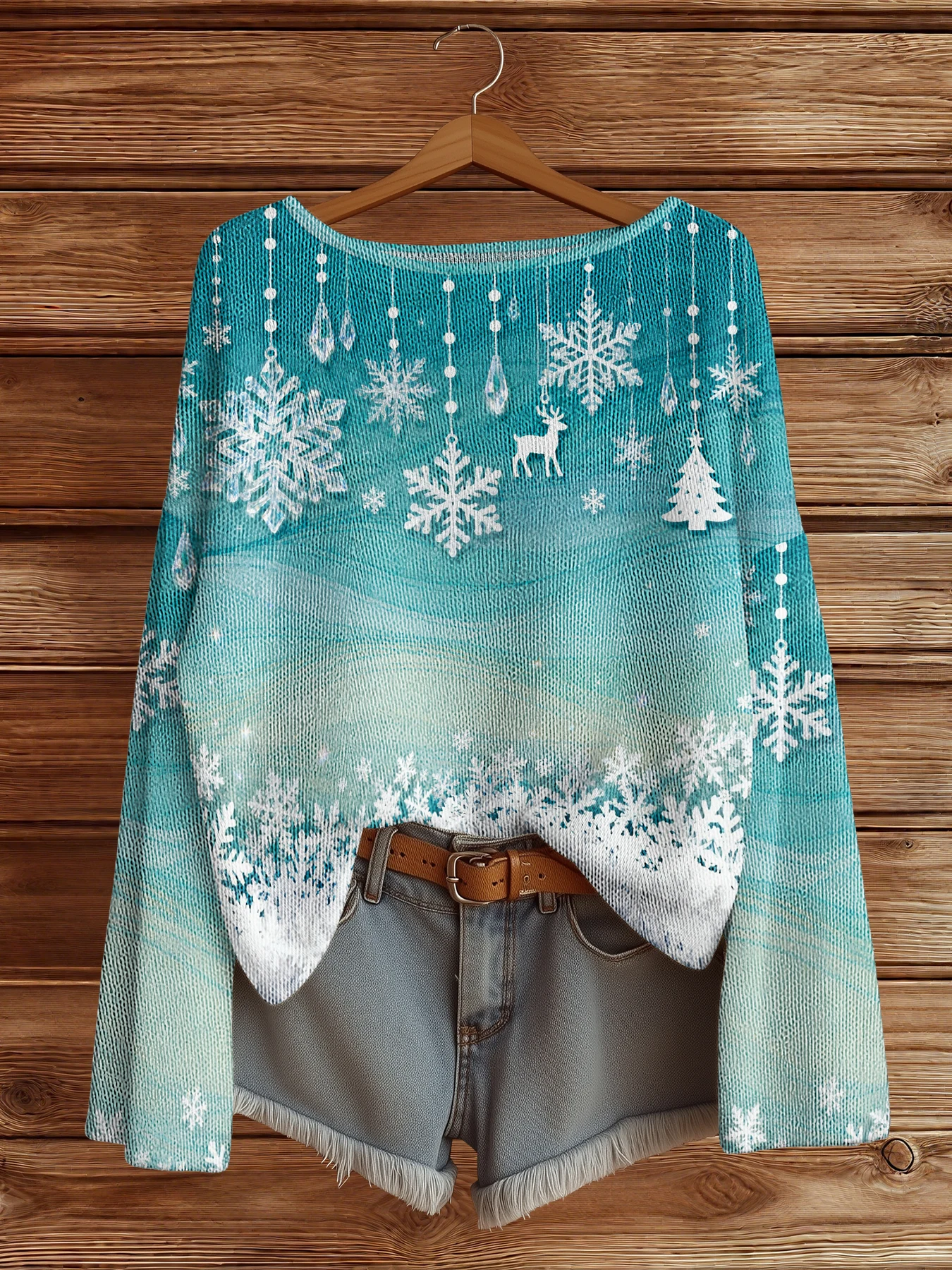 

Женский повседневный вязаный пуловер с принтом снежинок, свитера с круглым вырезом и длинными рукавами, свободный свитер, модные уличные джемперы, топы