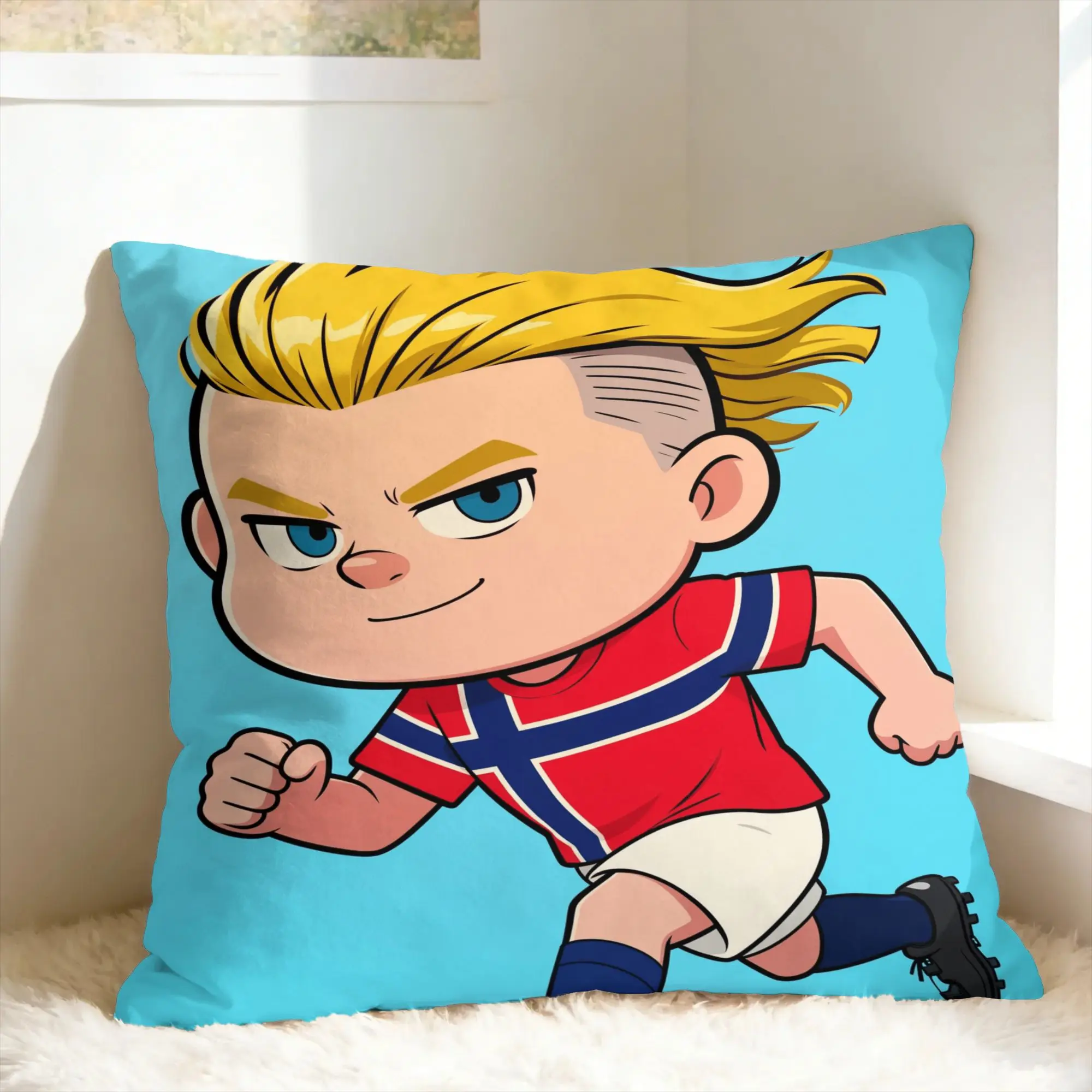 Norway Haaland soccer fan Pillow Case  Retro Trendy Pillow Cover Soft Pillowcases For Sofa Home Decoration