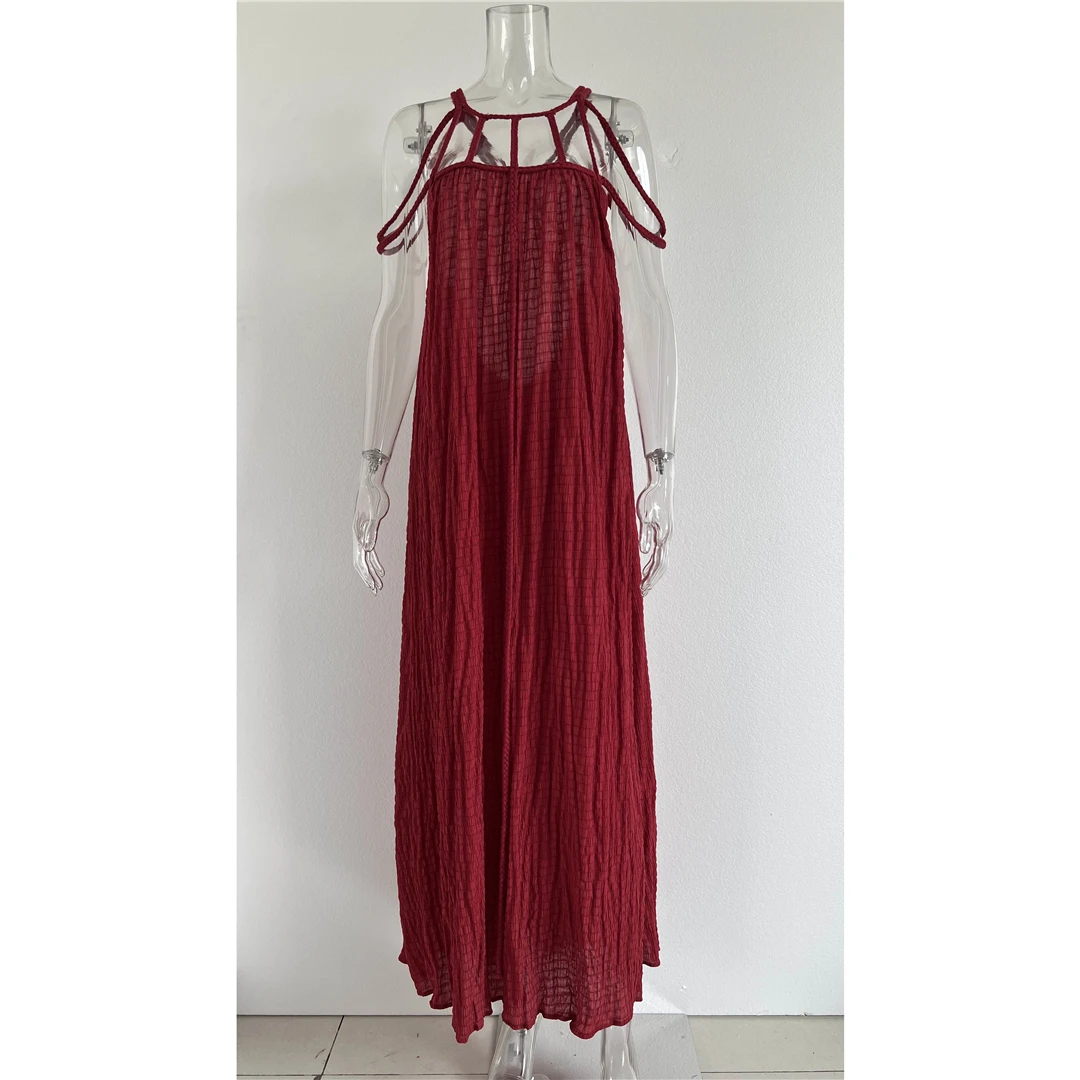 5 Farben, rückenfreies, ausgestelltes, gehäkeltes, gestricktes Tunika-Strandkleid, Strandkleid, Strandmode, Damen, V5429 – Detail 30