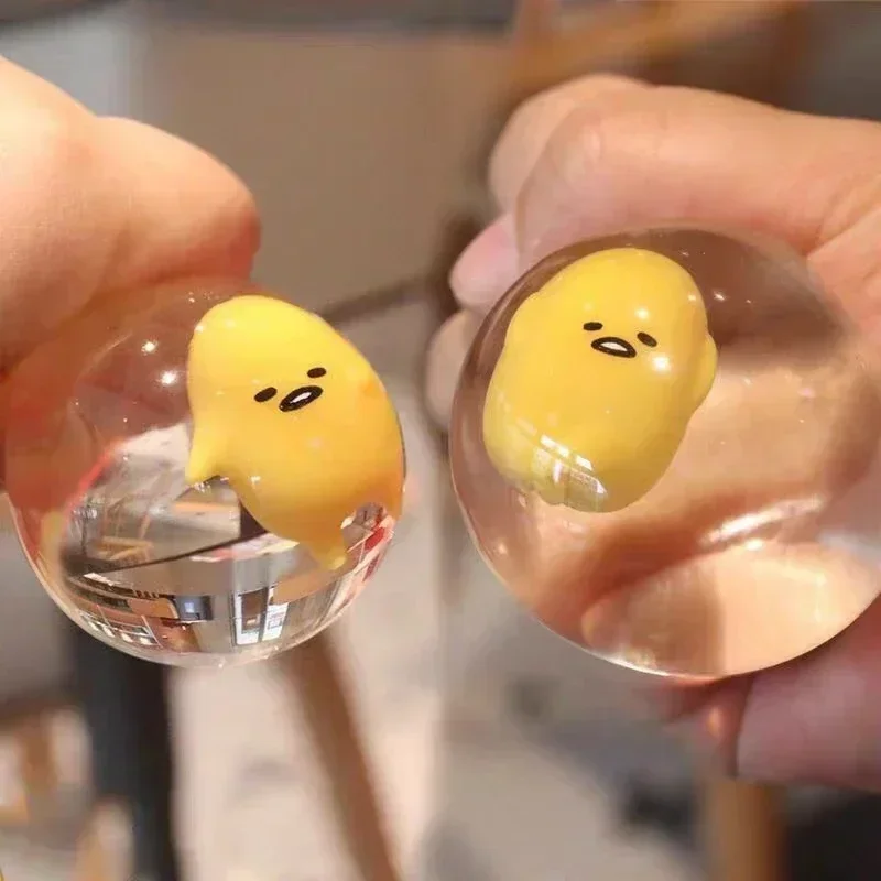 New Gudetama Cute Cartoon Egg Stress Reliever Squeeze Toy Doll Transparent Vent Ball Anime Peripherals Child Festival Gift