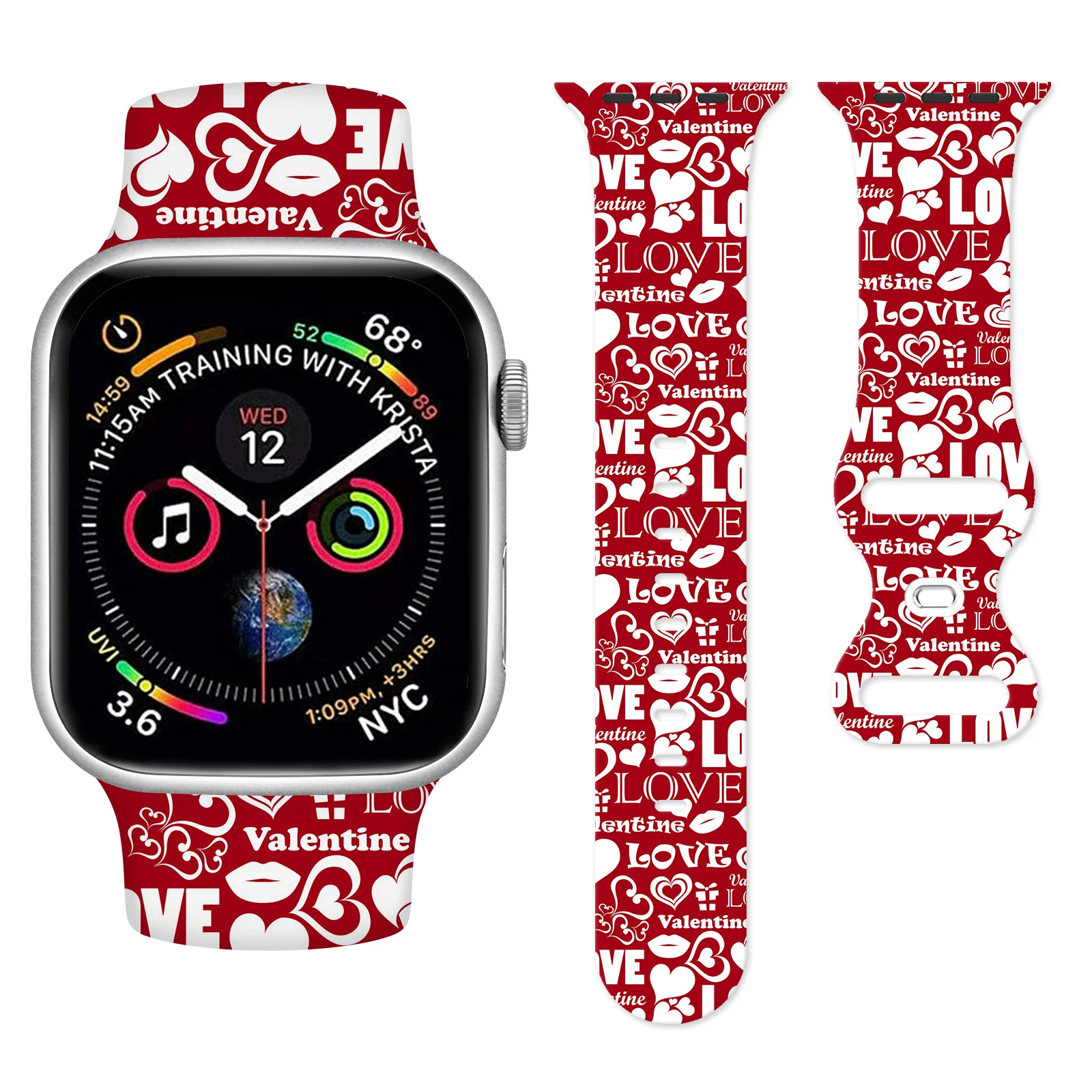 

Happy Valentine's Day Printed Strap for Apple Watch 11 10 9 Silicone Band Replaceable Bracelet for iWatch 46/44/42mm Watchband