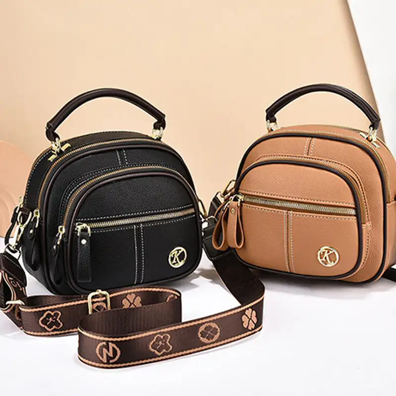 Classic Multifunctional Compartments Adjustable Wide Shoulder Strap PU Leather Crossbody Bag