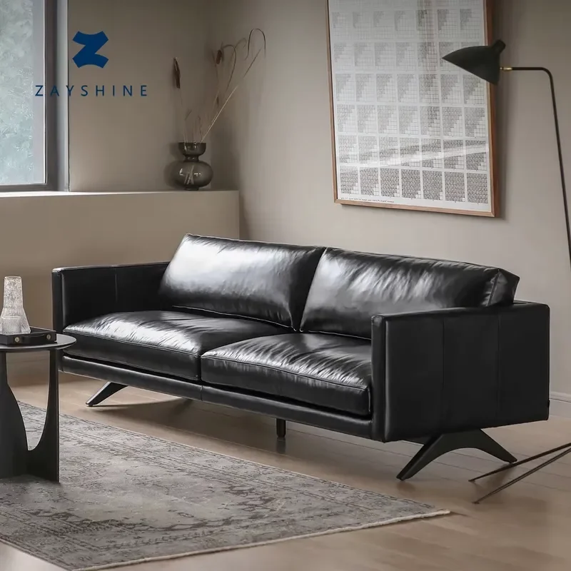 Zayshine Italian Minimalist Genuine Leather 3-seater Living Room Sofa Set Modular Apartment Hotel Villa Designer Sofa