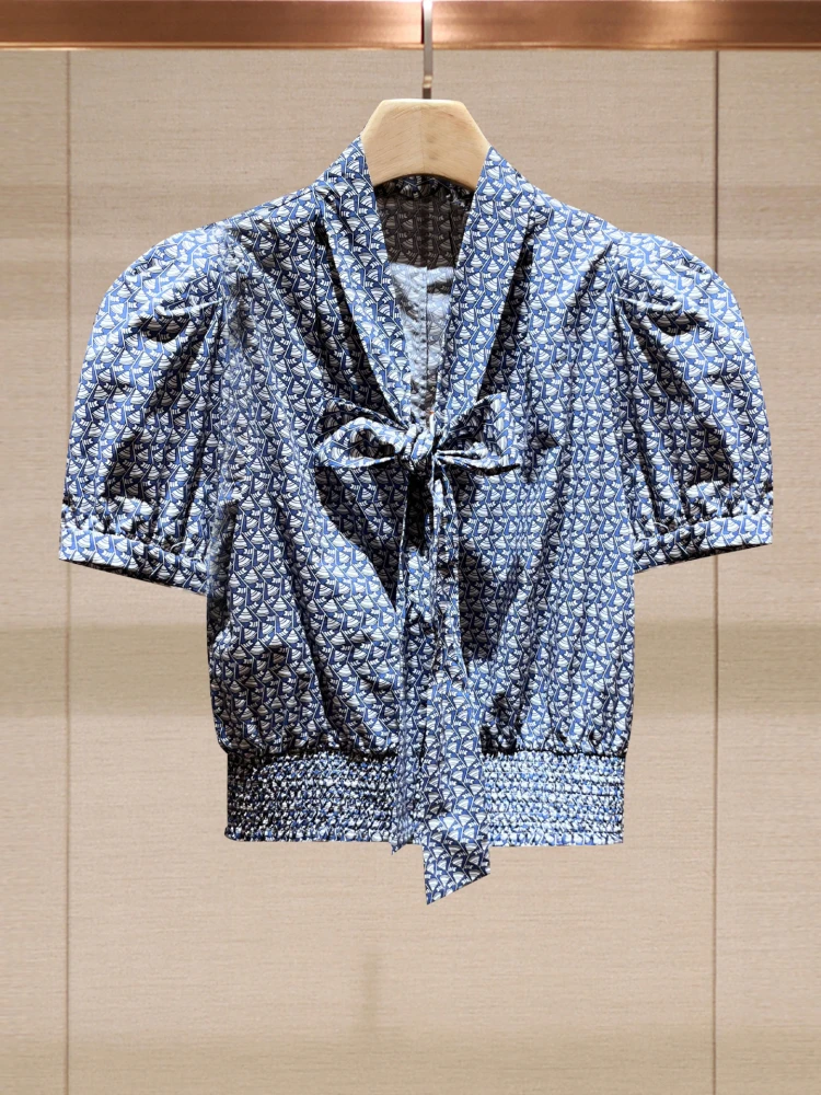 

Sweet Youthful Bubble Sve irt Женская блузка с v-образным вырезом и принтом Summer Faionable Sa Ladies' Commute Sle ort Sve Flo...